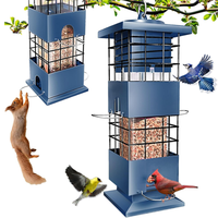 Mangeoire à oiseaux en métal de qualité supérieure, résistante aux intempéries, avec plusieurs perchoirs latéraux, à ouverture cylindrique activée par le poids, anti-écureuils, JH-Mech