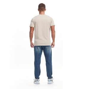 T-shirt à manches courtes 100% coton à col rond de couleur beige personnalisable pour hommes avec le meilleur prix d'usine du Bangladesh - Product Image 4