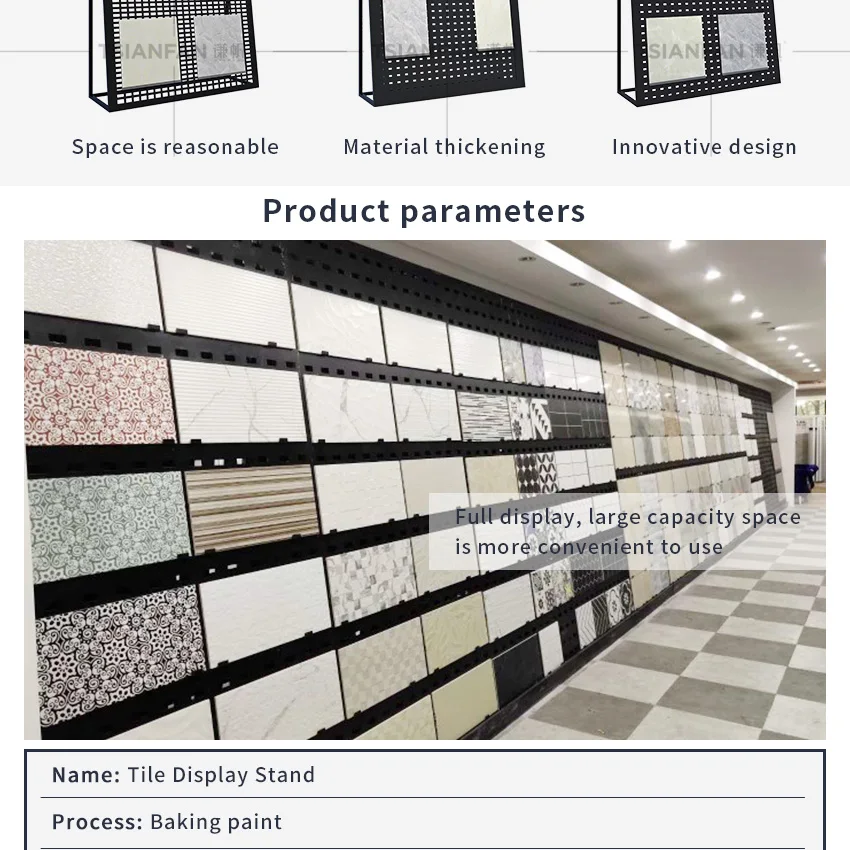 A Frame Rack Wall Mount Punched Factory Pegboard Stone Granite Marble Display Stand Hole Board Punching Panel Tile Showroom Rack