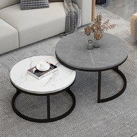 Table basse de luxe au design européen moderne avec plateau en marbre et structure en acier carbone, écologique, haute capacité de charge