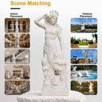Sculpture de sirène en marbre blanc Mily, taille réelle, style européen, sculptée à la main, personnalisée pour jardin extérieur, villa, étang