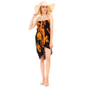 <span class=keywords><strong>Pareo</strong></span> in Rayon con Stampa Floreale, Copricostume per Bikini, Sarong Intrecciato Stile Spiaggia dall'Indonesia - Product Image 1