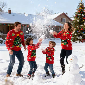 Nouveautés Hiver : Pulls Tricotés Famille Renne de Noël Parent-Enfant 100% Coton – Ensemble Décontracté à Motif Dessin Animé - Product Image 3