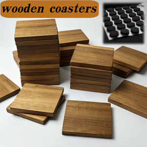 Sous-verres en bois pour gravure, isolation thermique <span class=keywords><strong>et</strong></span> antidérapants, sous-verres carrés en bois d'acacia pour bureau, sous-verres en chêne brûlé. - Product Image 6