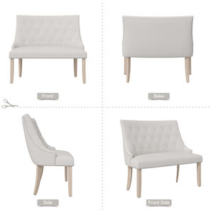 Elegante Sofá de Dos Plazas de Lino con Patas de Madera, Cojín Tapizado, Fácil de Limpiar, Diseño Moderno para Dormitorio, Apartamento, Hotel, Sala de Estar - Product Image 5