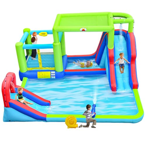 Lâu đài nhảy bơm hơi với những bức tường leo núi đá lớn nhà bouncy với máy thổi mục tiêu đôi và đá bóng rổ - Product Image 3