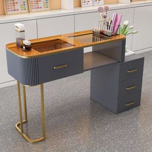 <span class=keywords><strong>Table</strong></span> de <span class=keywords><strong>manucure</strong></span> moderne et luxueuse simple <span class=keywords><strong>Table</strong></span> à ongles <span class=keywords><strong>pliante</strong></span> en verre japonais blanc avec rangement simple et lumière en métal durable - Product Image 5