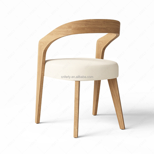 Ensemble de <span class=keywords><strong>table</strong></span> à manger ronde minimaliste FERLY pour 4 personnes, <span class=keywords><strong>table</strong></span> en bois naturel avec chaises en tissu doux, ensemble de salle à manger moderne pour villa et maison - Product Image 2