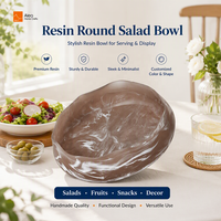 Bol de service à salade en résine effet marbre tourbillonnant de luxe, fabriqué à la main, écologique, durable et résistant aux rayures, pour la cuisine et la table de fête