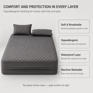 Protector de colchón acolchado impermeable, funda de colchón ajustable tamaño King, almacén en Polonia, stock en la UE, entrega RÁPIDA - Product Image 3