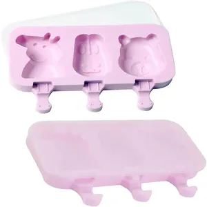 Différentes formes de haute qualité Cartoon Animal design moules à crème glacée en silicone de qualité alimentaire avec couvercle