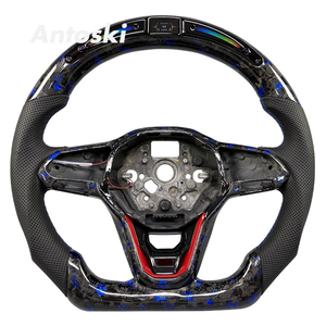 Volant sport pour Volkswagen <span class=keywords><strong>Golf</strong></span> <span class=keywords><strong>8</strong></span> MK8 <span class=keywords><strong>R</strong></span> MK6 MK7 Polo GTI Scirocco, personnalisé en fibre de carbone forgée bleue avec LED intelligentes - Product Image 1