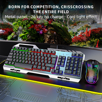 Clavier et souris de jeu à membrane métallique en vente chaude, clavier et souris rétroéclairés RVB, clavier et souris métalliques pour joueurs, Teclado Mecanic