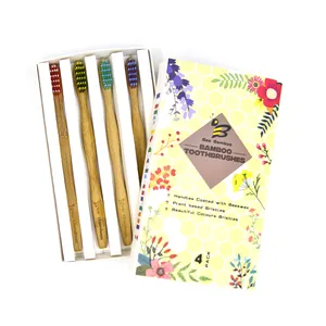 Wholesale Hot Selling Custom Logo Biodegradable Recyclable Natural Wood Toothbrushes Adult Bristle Bamboo Toothbrush