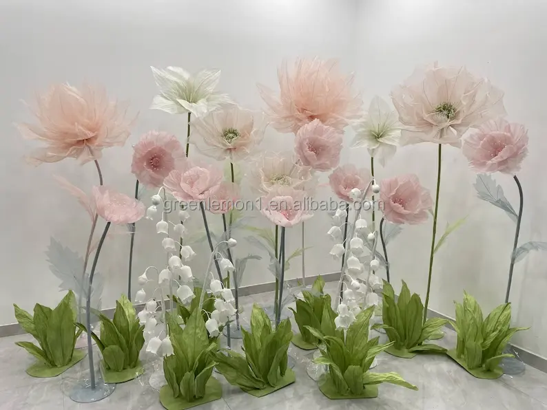 結婚式のイベントウィンドウディスプレイ用の豪華な巨大な造花紙の花シルクの巨大な花の装飾