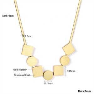 Hot Sale Waterproof Women Jewelry <b>Titanium</b> Steel Geometric square Round Charms Necklace - Product Image 3