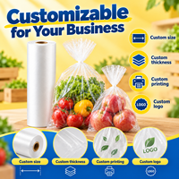 Sac enroulable transparent léger en PEHD pour légumes, idéal pour les importateurs, distributeurs, supermarchés et la vente en gros