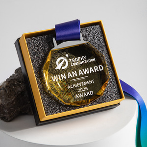 Trofeo de Cristal Personalizado Dianzan con Grabado para Premios de Logro 2026 Azul Amarillo Morado - Product Image 5