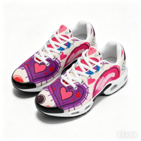 Op maat gemaakte Air Cushion Sneakers met hart-graffiti print, mesh hardloopschoenen, gepersonaliseerde Valentijnsdag casual schoenen voor dames