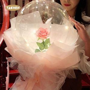 Yachen 18 inch rõ ràng trong Suốt <span class=keywords><strong>LED</strong></span> Light Up Bobo bóng với Rose <span class=keywords><strong>Flower</strong></span> cho Valentines bà mẹ ngày bên Món quà trang trí - Product Image 2