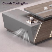 Bureau de direction moderne et minimaliste de luxe, bureau de PDG en bois haut de gamme avec éclairage LED, table de direction élégante et contemporaine