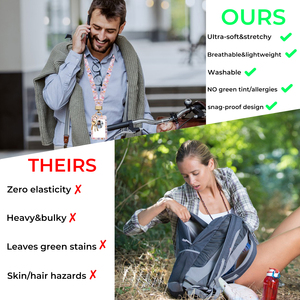 热转印大肠环弹性挂绳防丢身份证夹，带钥匙扣和电话配件 - Product Image 4