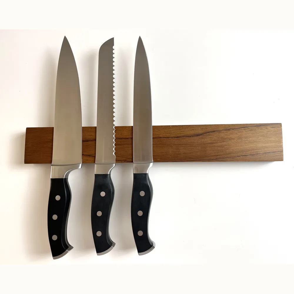 premium walnut/acacia wood magnetic knife rack holder for kitchen