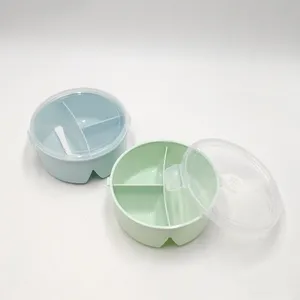 Grosir wadah besar kotak plastik-Bpa Gratis PP Kotak Makan Siang dengan Tutup 3 Kompartemen Bentuk Bulat Eco Makan Kotak Makan Siang untuk Digunakan Di Rumah