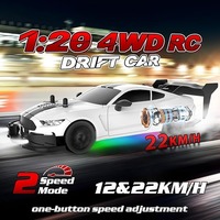 Voiture de drift RC à l'échelle 1/20, 2,4 GHz, 4 roues motrices, télécommande, lumières LED, 22 km/h, haute vitesse, batteries rechargeables, chargeur de course sportif