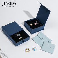 Boîte d'emballage personnalisée de style tiroir - Boîte cadeau de luxe bleue pour bijoux - Avec couvercle - Convient aux bracelets