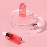 Mini flacon compte-gouttes en verre rose 1ml 2ml 3ml, contenant d'échantillon cosmétique, forme cylindrique, sérigraphie, flacon testeur d'huile essentielle
