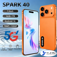 TECON 16G+1TB Android 16 Global 5G Téléphone 7.3 Pouces 2026 Dernier SPARK 40 Écran Perforé Plein Écran Deca Core 108MP Robuste