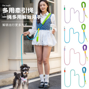 Cross-border dog leash, crossbody style, cloud-patterned <b>foam</b> handle, color-<b>blocked</b> P-string, suitable for walking small dogs. - Product Image 1