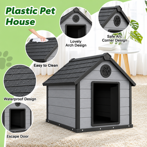 Niches pour chiens de style cabane pliables modernes, abri extérieur en PP pour animaux de compagnie, chenil ventilé résistant aux intempéries pour grands chiens et chats, mobilier pour animaux de compagnie - Product Image 3