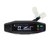 Upgrade Instrumen Motor Universal 12V Baru, Mini LCD Speedometer Tachometer Pengukur Bahan Bakar yang Dapat Disesuaikan, Dashboard ATV Skuter