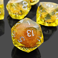 Ensemble de dés DND en résine liquide jaune à facettes nettes, 7 pièces, dés polyédriques transparents pour jeux de rôle, Dungeons & Dragons, Pathfinder, RPG