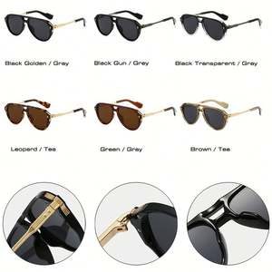 Gafas de Sol de Moda Retro 2025 con Logotipo Personalizado, Gafas de Sol Cuadradas para Mujer, Protección UV400, Degradado, Doble Puente, Estilo Piloto, para Hombre - Product Image 6