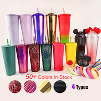 2024 cadeau de noël Logo personnalisé imprimer mignon fête de noël voyage tasse à eau Double paroi 24oz plastique clouté gobelet café