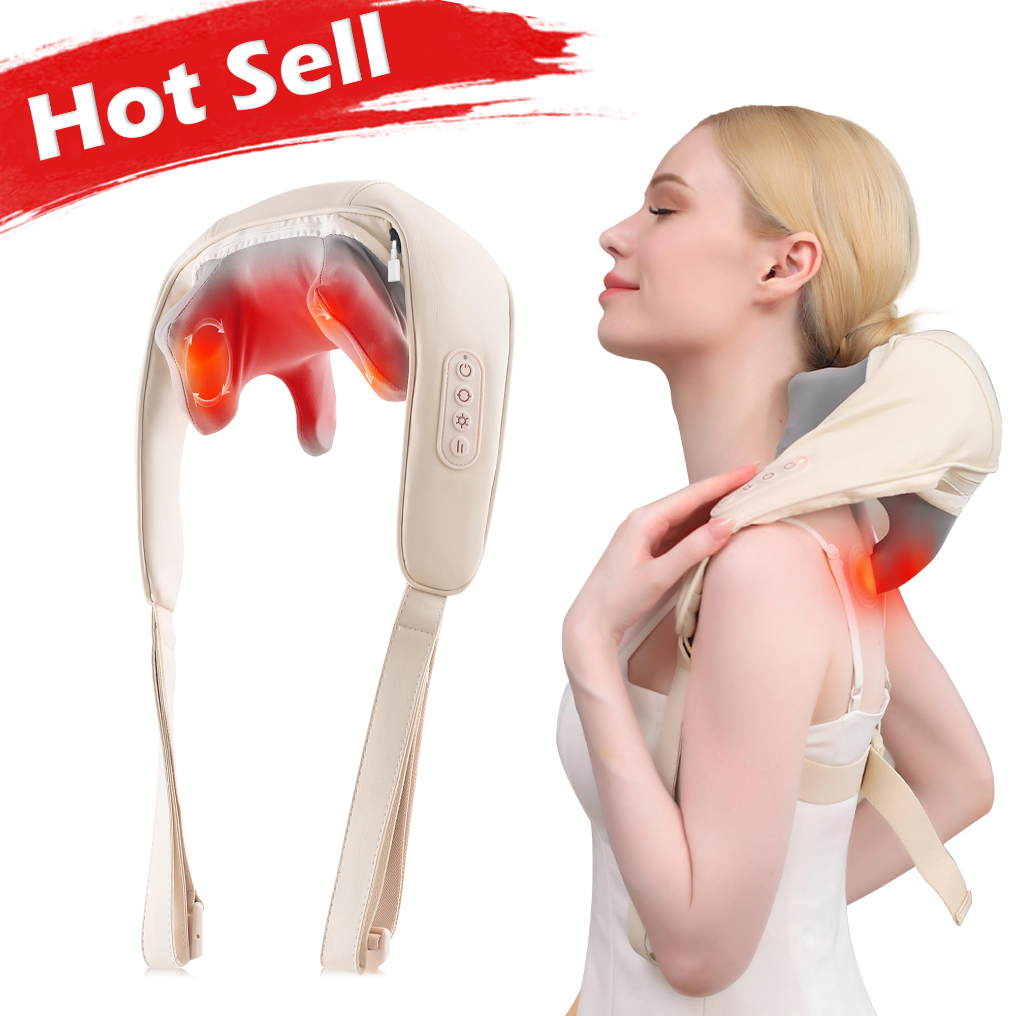 Pain Relief trở lại thư giãn du lịch xách tay cổ hỗ trợ thông minh Shiatsu điện trở lại cổ vai Massager với nhiệt