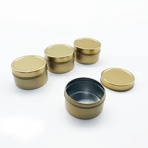 Metal Round Small Tinplate 3oz Scented Candle Jar Iron Box Golden Candle Jar Empty Cup Candle Tea Tin Can