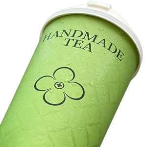 Wholesale Eco-Friendly Custom Logo 8/10/12/14/16/24oz Coffee Boba Tea Juice Paper <b>Cups</b> with Lids for Shop Office Party - Product Image 4