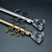 Ensemble de tringles à rideaux en aluminium doré avec embouts en cristal, réglable, pour hôtel, style moderne, double support, simple