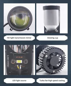 Y6 Y8 Y7 Led Koplamp Lens H4 Hi-Lo Straal Ventilator 80W 15000lm Mini H4 Led Projector Lens Auto Lamp Bi Led Koplamp