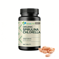 Prix de gros OEM Marque privée 100% pur naturel Qualité alimentaire HALAL 500 comprimés 1000mg Spiruline Chlorelle pour adultes