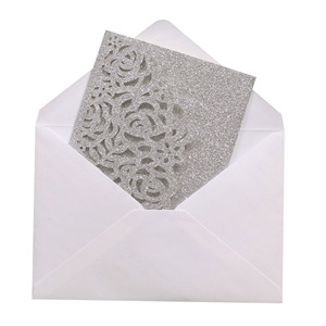 Cartes d'invitation de mariage écologiques et élégantes pour la fête des mères, impression numérique, cartes de vœux rectangulaires 3D pop-up avec enveloppe - Product Image 5