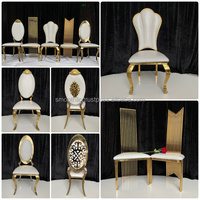 Chaises de banquet ovales en métal doré empilables de haute qualité, modernes et élégantes pour les mariages en plein air