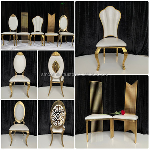 SMOOTH High Quality Wedding Furniture Oval Back Gold Metal <b>Stackable</b> Banquet Dinning <b>Chairs</b> - Product Image 6