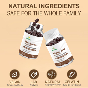 OEM/ODM 10-Plex Champiñón Gomitas | Suplemento vegano de apoyo inmunológico y refuerzo cerebral de 2500mg con melena de León, Reishi, Cordyceps - Product Image 6