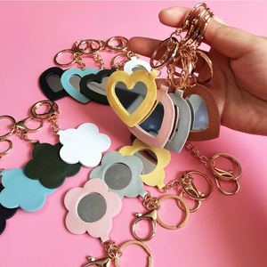 Wholesale <b>Compact</b> <b>Mirror</b> With Keychain Private Label Cute Heart Shape Mini Hand <b>Mirrors</b> Keychain for Girls - Product Image 2