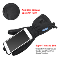Gants chauffants d'hiver fins pour hommes et femmes Dr.Warm, gants de sport noirs chauffants 7,4 V 2200 mAh, gants chauffants rechargeables avec bouton poussoir